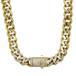 14k Semi-Solid Gold Cubic Zirconia Lock Cuban Chain 12.5mm