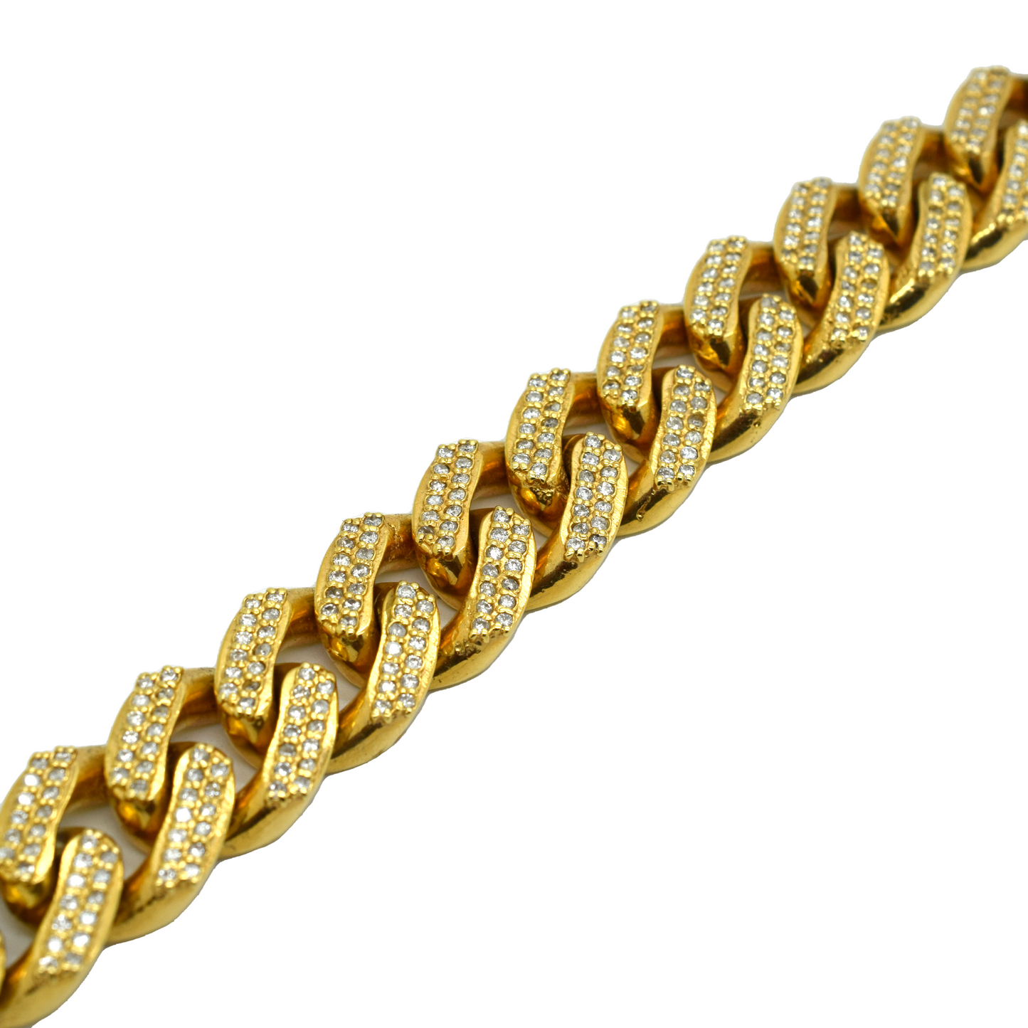 14k Semi-Solid Diamond Cuban Bracelet 16mm 7.12ct