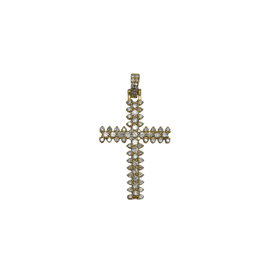14k Gold Diamond Cross Pendant 1.4ct