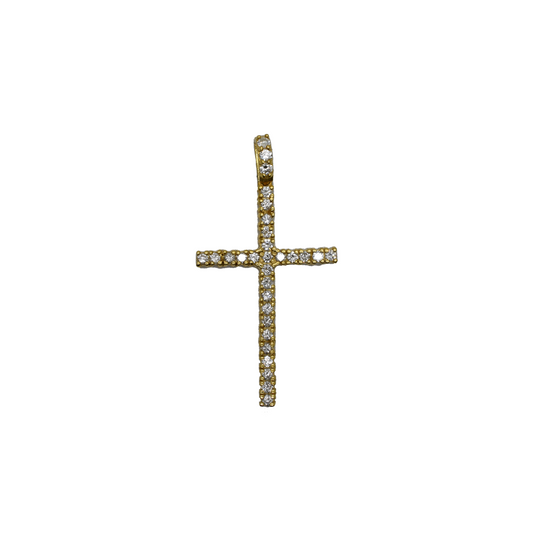 14k Gold Diamond Cross Pendant 1.3ct