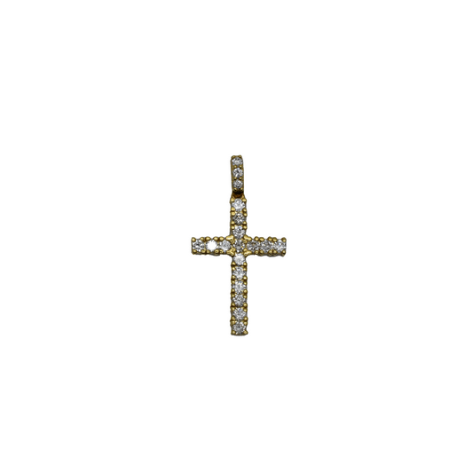14k Gold Diamond Cross Pendant 1ct