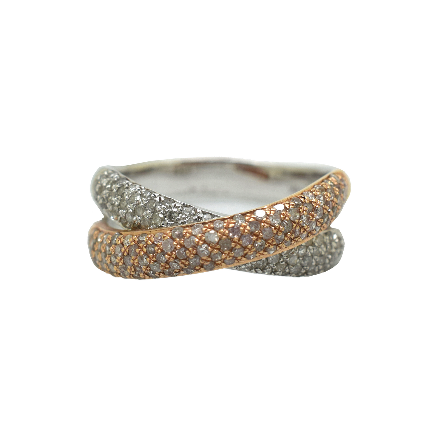 14k Two-tone Gold Diamond Crossover Ring 0.80ct
