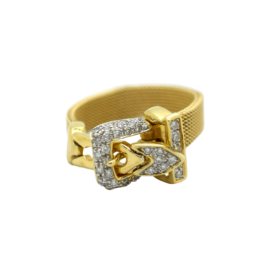 18k Gold Diamond Belt Ring 0.33ct