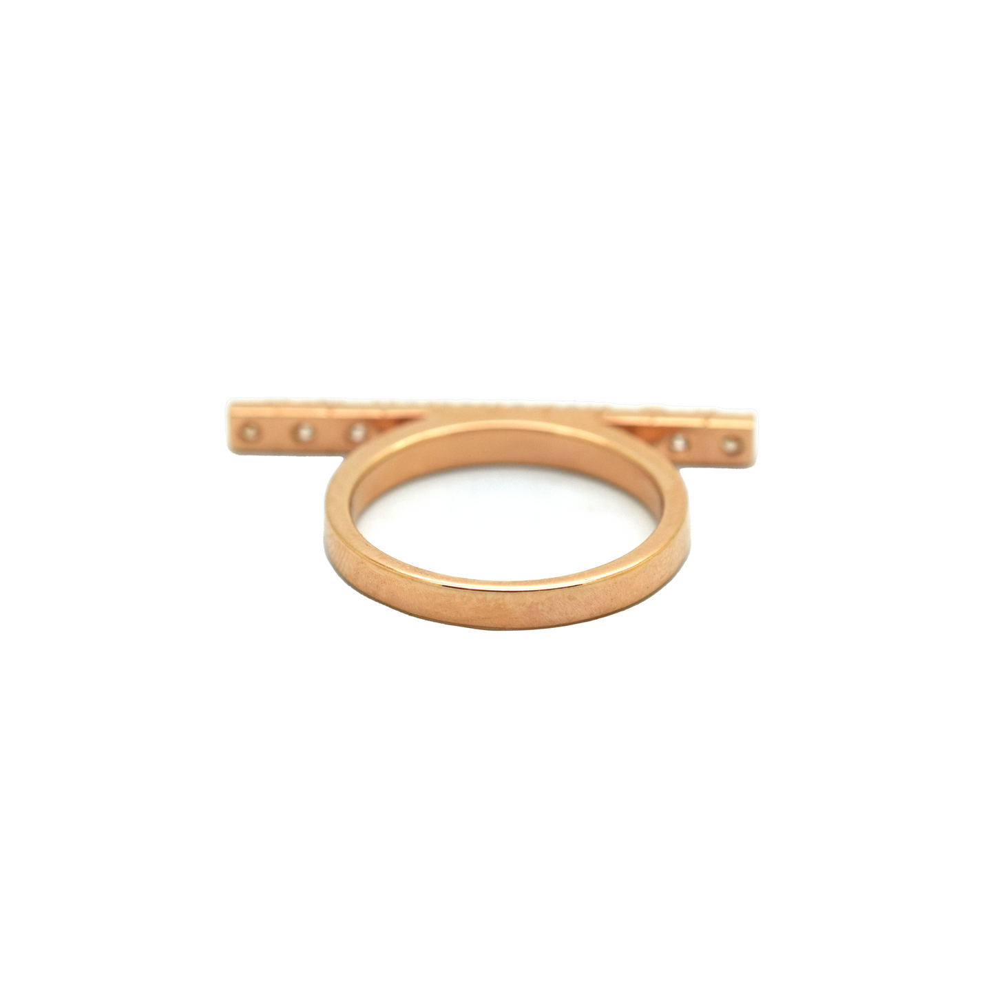 18k Solid Rose Gold Diamond Bar Ring 0.90ct
