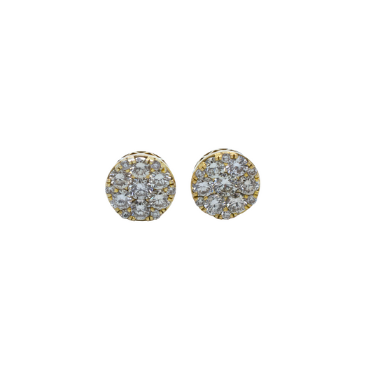 14k Gold Diamond Cluster Circle Earrings 1.67ct