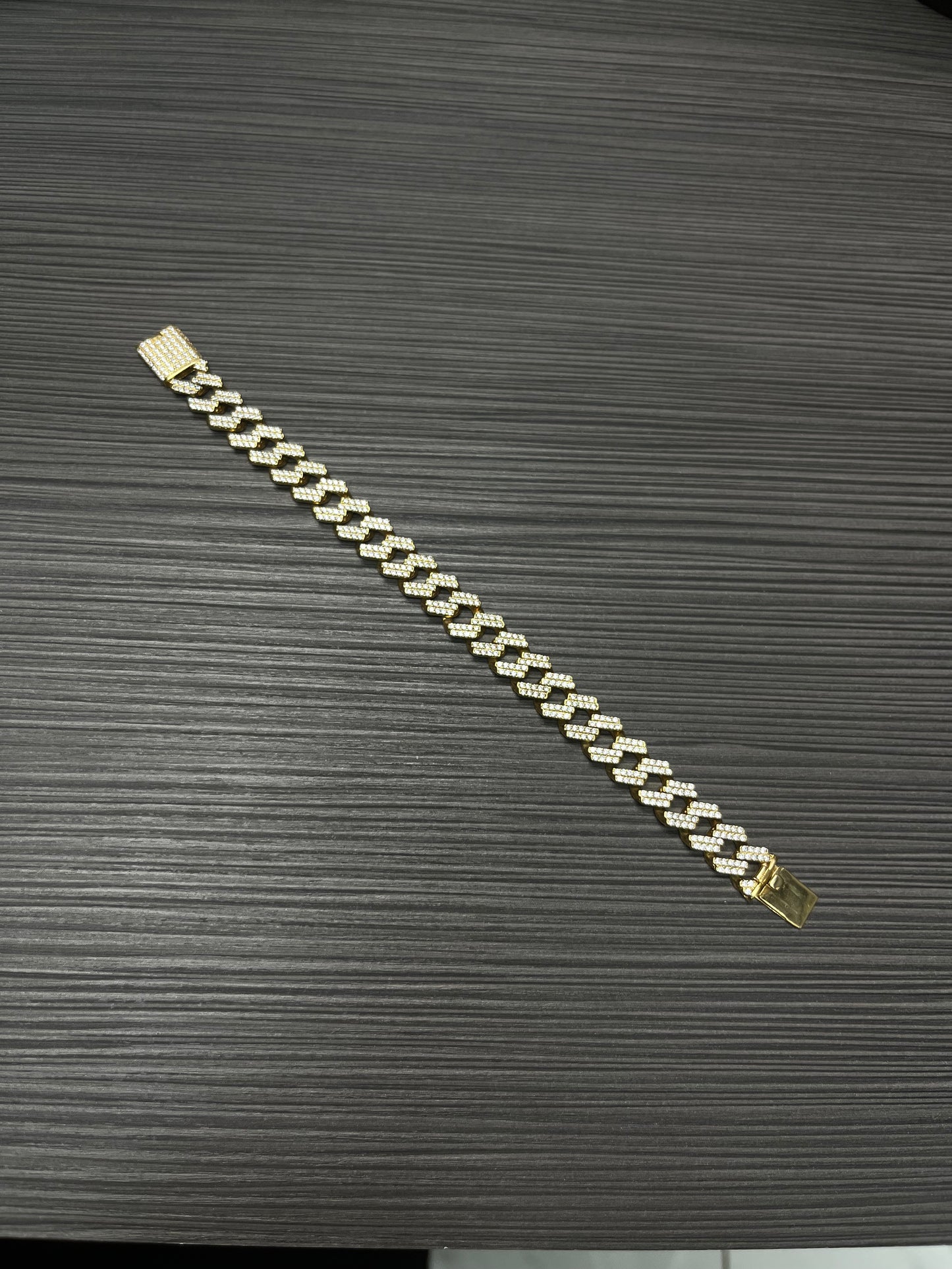 14k Gold Solid Cubic Zirconia Cuban Bracelet 11.2mm