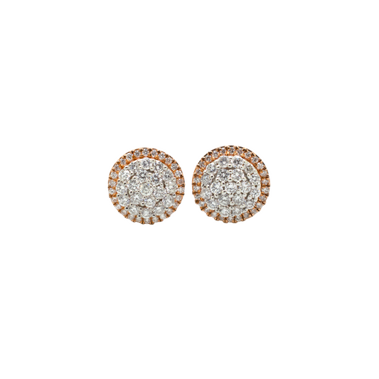 10k Rose Gold Diamond Halo Cluster Earrings 1.98ct