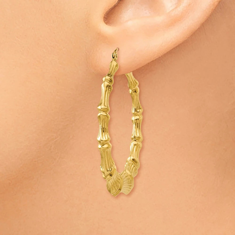 14k Gold Bamboo Earrings 44mm (Medium)