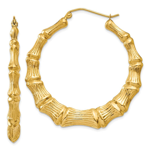 14k Gold Bamboo Earrings 44mm (Medium)