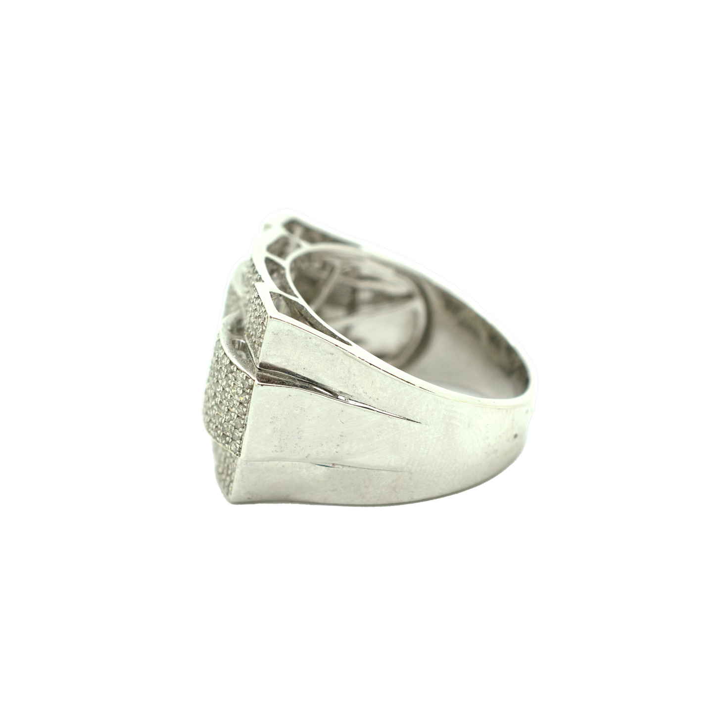 14k White Gold Diamond Rectangle Ring 2.28