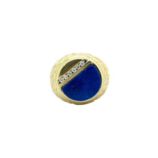 14k Gold Diamond with Blue Onyx Ring 0.12ct