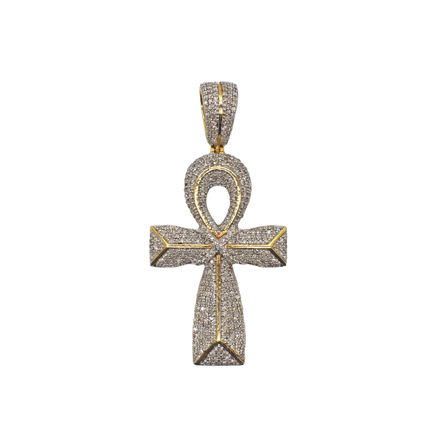 10k Gold Diamond Ankh Pendant 1.3ct