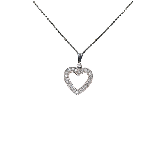 14k Cable Chain with 18k Gold Diamond Heart 0.55ct Set