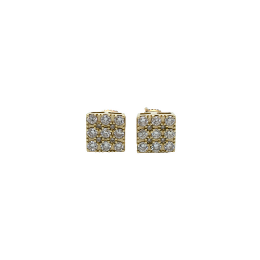 14k Gold Diamond Square Earrings 1ct