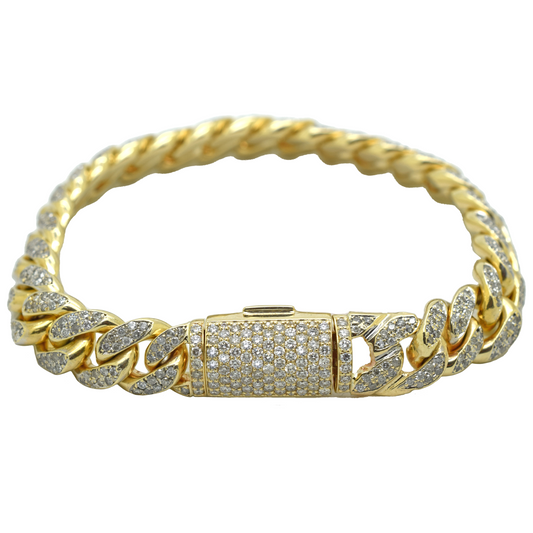 10k Solid Diamond Cuban Bracelet 12mm 5.86ct