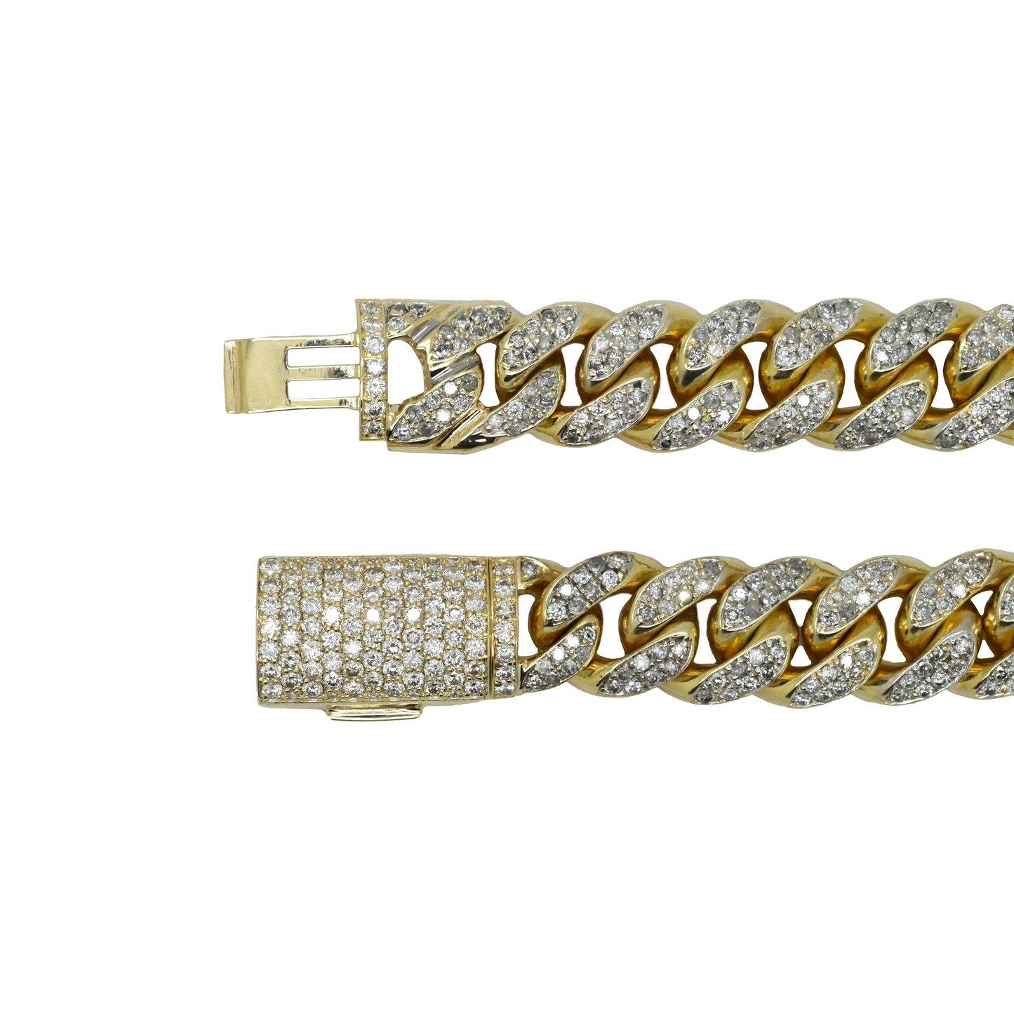 10k Solid Diamond Cuban Bracelet 12mm 5.86ct